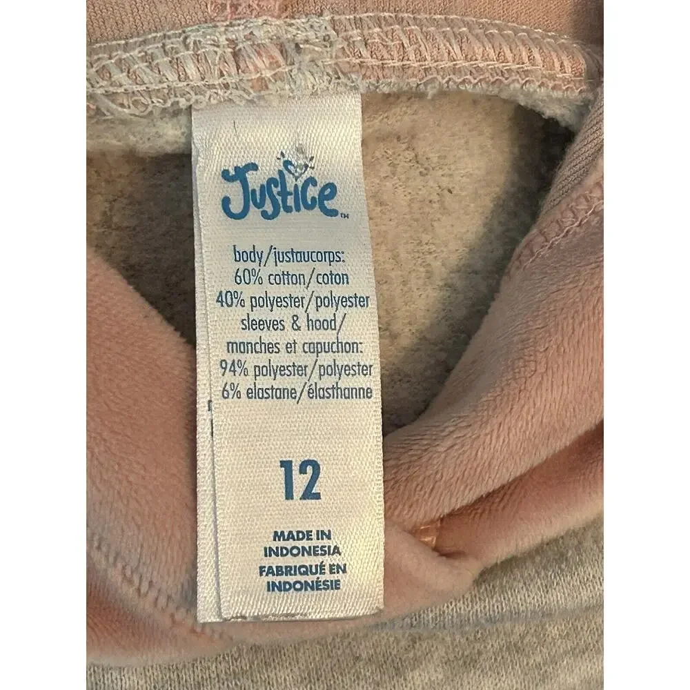 Justice Girls Athletic Girl's Hoodie‎ Size 12 Paris City Girl Pink And Gray